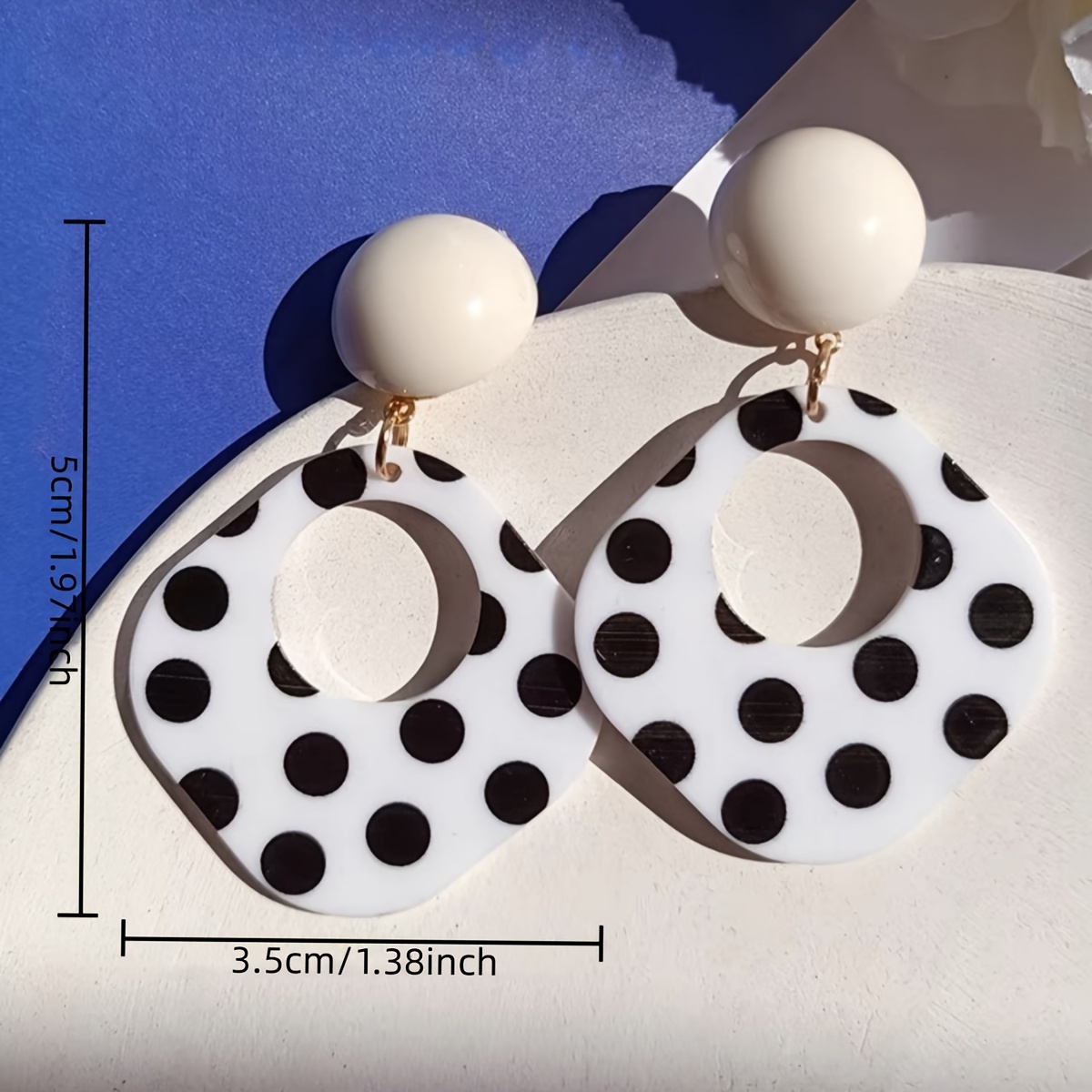 Retro Style Polka Dot Dangle Earrings Statement Jewelry